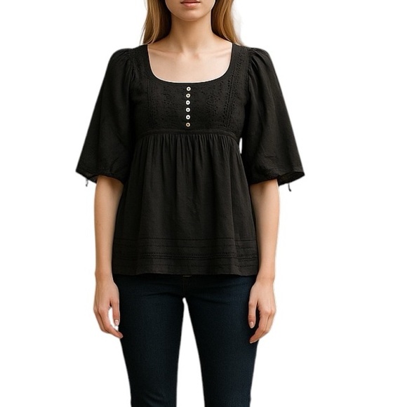 Rebecca Taylor Silk Blend Top Black - Picture 1 of 12